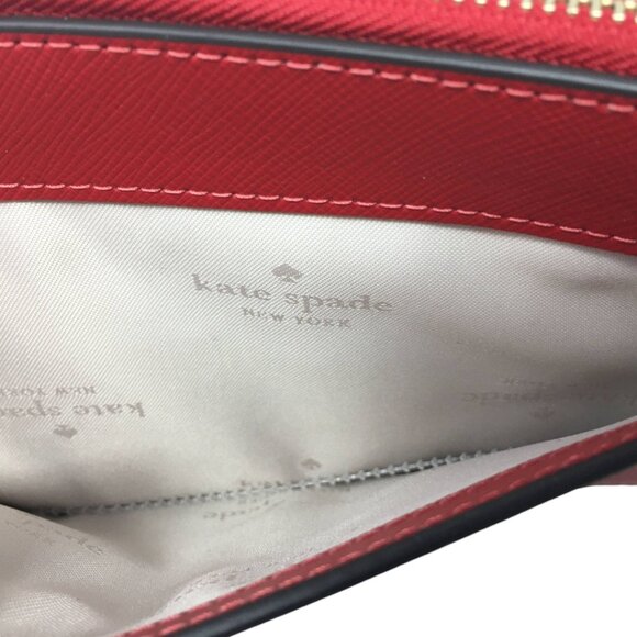 Kate Spade Lucy Medium L-Zip Wristlet Saffiano Leather Candied Cherry Red - Picture 4 of 7